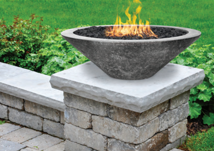 Fire Bowl 31" Embarcadero Pedestal by Prism Hardscapes+ Custom Cover(Lead Time 2-3 weeks)