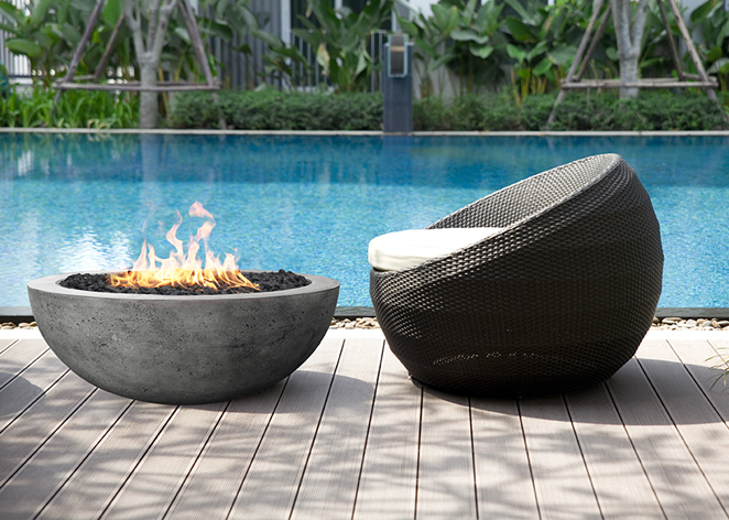 Fire Bowl 48 " Moderno 4 by Prism Hardscapes + Custom Cover (Lead Time 2-3 weeks)