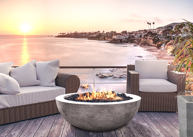 Fire Bowl 48 " Moderno 4 by Prism Hardscapes + Custom Cover (Lead Time 2-3 weeks)