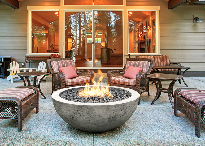 Fire Bowl 48 " Moderno 4 by Prism Hardscapes + Custom Cover (Lead Time 2-3 weeks)