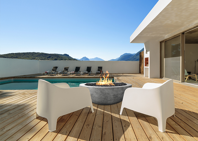 Fire Bowl 48 " Moderno 4 by Prism Hardscapes + Custom Cover (Lead Time 2-3 weeks)