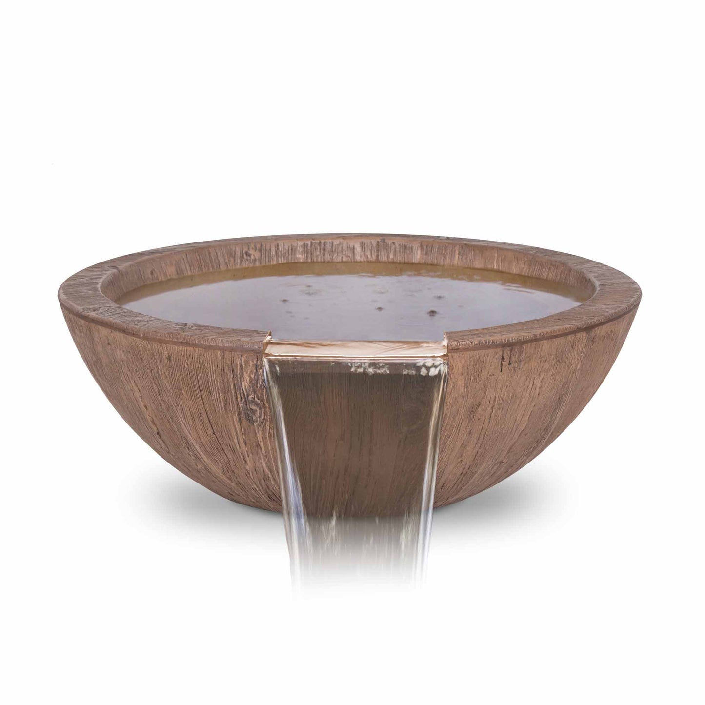 The Outdoor Plus Sedona Wood Grain Concrete Water Bowl + Free Cover | Outdoor Heat Direct