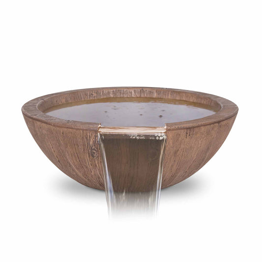 The Outdoor Plus Sedona Wood Grain Concrete Water Bowl + Free Cover | Outdoor Heat Direct