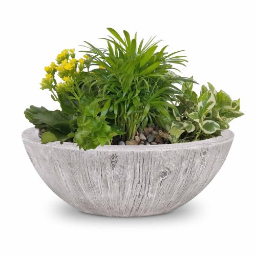 The Outdoor Plus Sedona Wood Grain Concrete Planter Bowl | Outdoor Heat Direct