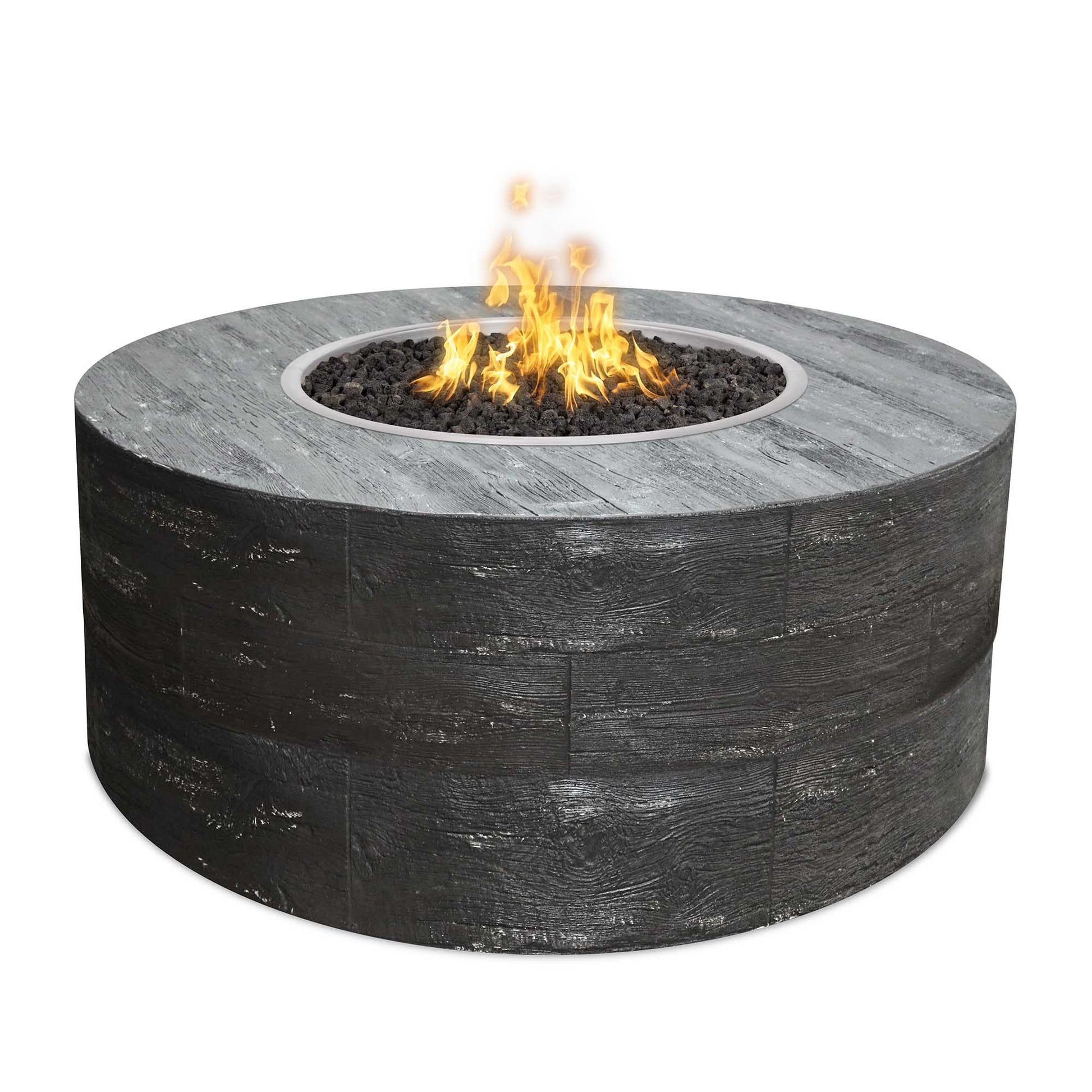 The Outdoor Plus Sequoia Wood Grain Concrete Fire Pit + Free Cover | Outdoor Heat Direct