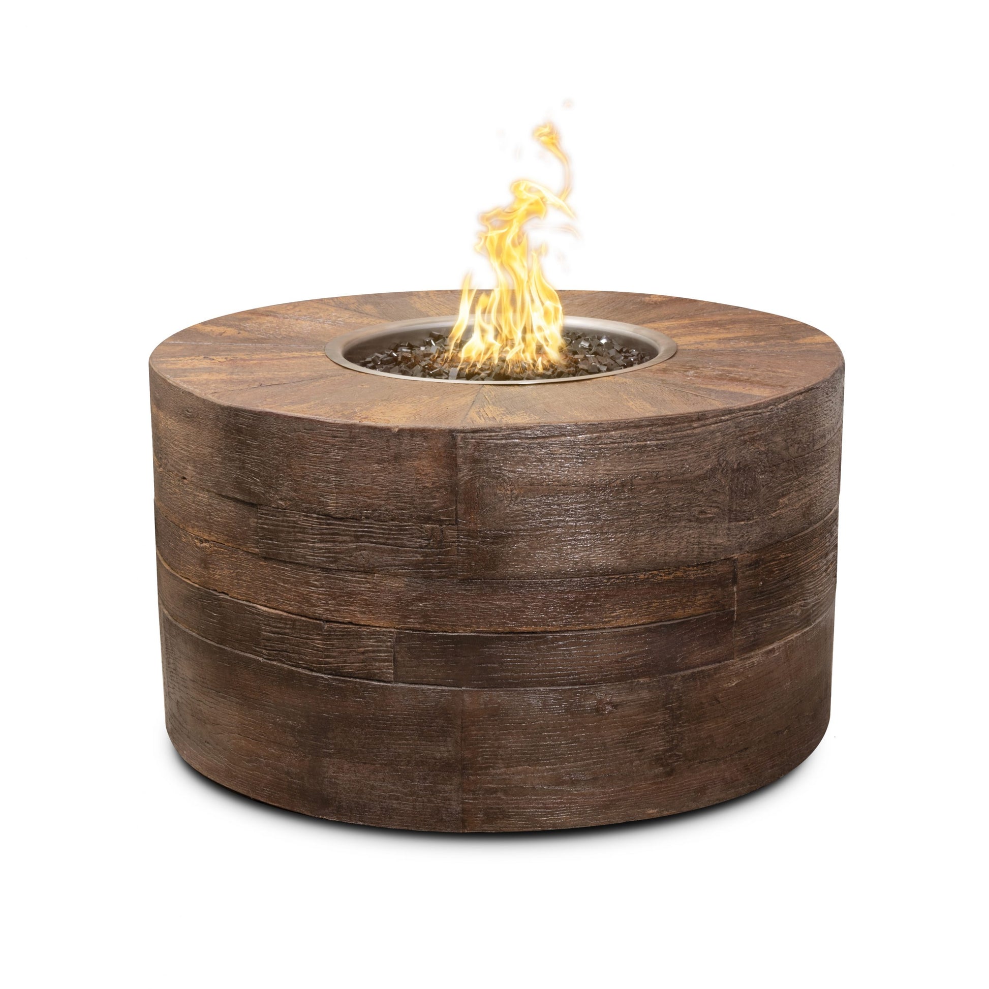 The Outdoor Plus Sequoia Wood Grain Concrete Fire Pit + Free Cover | Outdoor Heat Direct