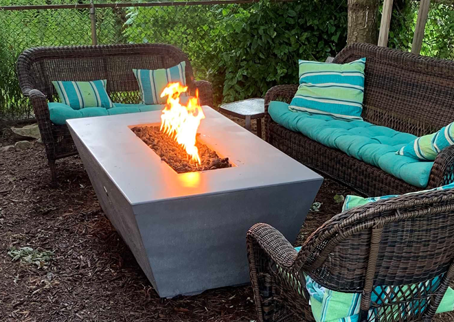 The Outdoor Plus Angelus Concrete Fire Pit + Free Cover | Outdoor Heat Direct