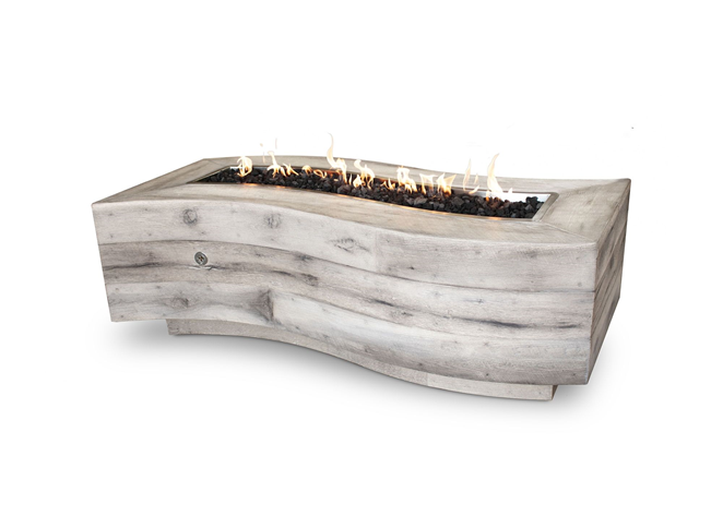 The Outdoor Plus Big Sur Wood Grain Concrete Fire Pit + Free Cover | Outdoor Heat Direct