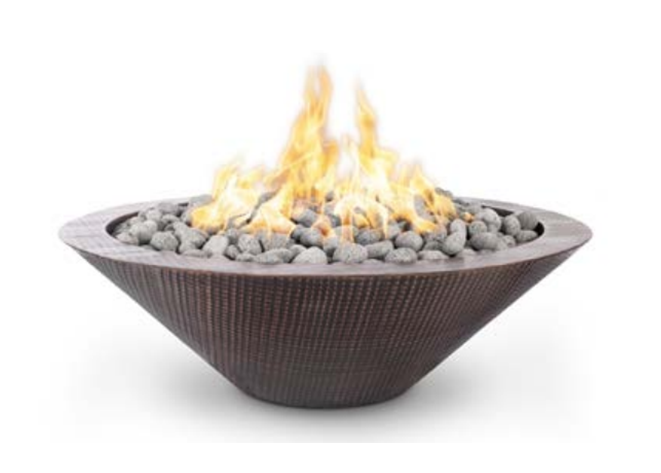 The Outdoor Plus Cazlon Hammered Copper Fire Pit / No Ledge + Free Cover | Outdoor Heat Direct