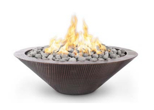 The Outdoor Plus Cazlon Hammered Copper Fire Pit / No Ledge + Free Cover | Outdoor Heat Direct