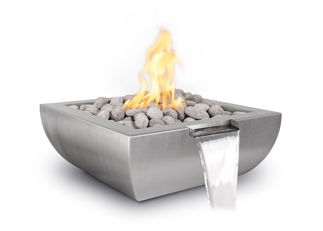 The Outdoor Plus Avalon Stainless Steel Fire & Water Bowl + Free Cover | Outdoor Heat Direct