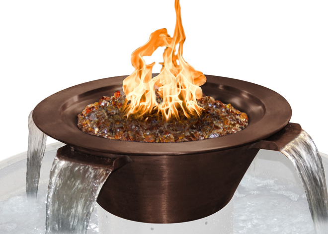 The Outdoor Plus Cazo 4-Way Copper Fire & Water Bowl + Free Cover | Outdoor Heat Direct