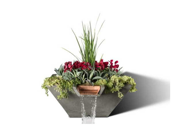 Slick Rock Concrete Cascade Square Planter and Water Bowl | Outdoor Heat Direct