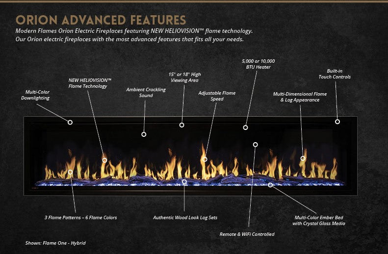 Modern Flames Orion Multi 120” Electric Fireplace