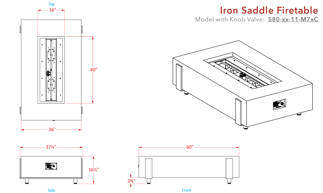 Iron Saddle Firetable + Free Cover - American Fyre Designs | Outdoor Heat Direct
