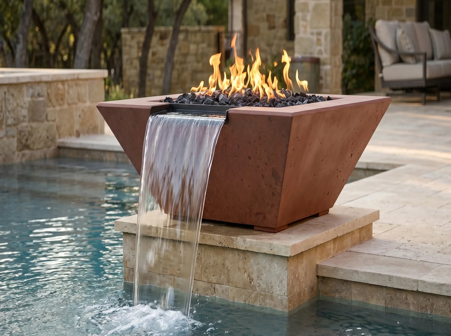 Prism Hardscapes Lombard Tall Fire & Water Bowl 32" | Outdoor Heat Direct