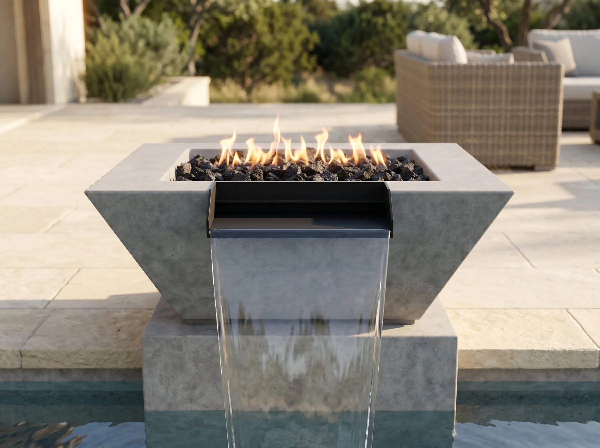 Prism Hardscapes Lombard Pedestal 24" Fire & Water Bowl | Outdoor Heat Direct