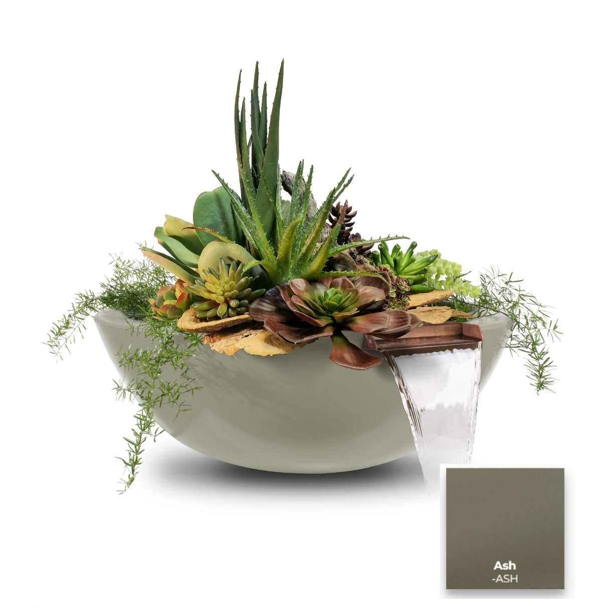 The Outdoor Plus Sedona Wood Grain Planter & Water Bowl in Concrete
