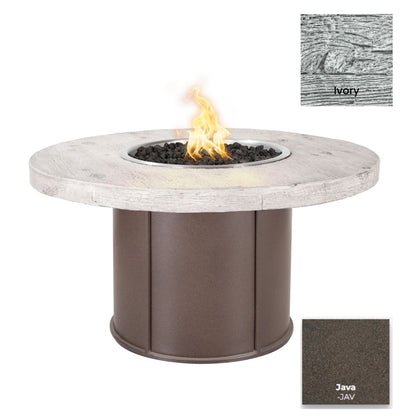 The Outdoor Plus Fresno Wood Grain Concrete and Steel Fire Table + Free Cover