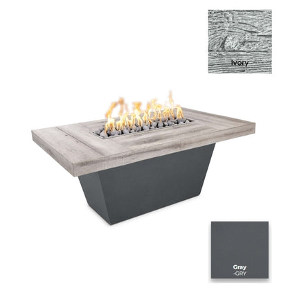 The Outdoor Plus Tacoma Wood Grain Concrete and Steel Fire Table + Free Cover | Outdoor Heat Direct