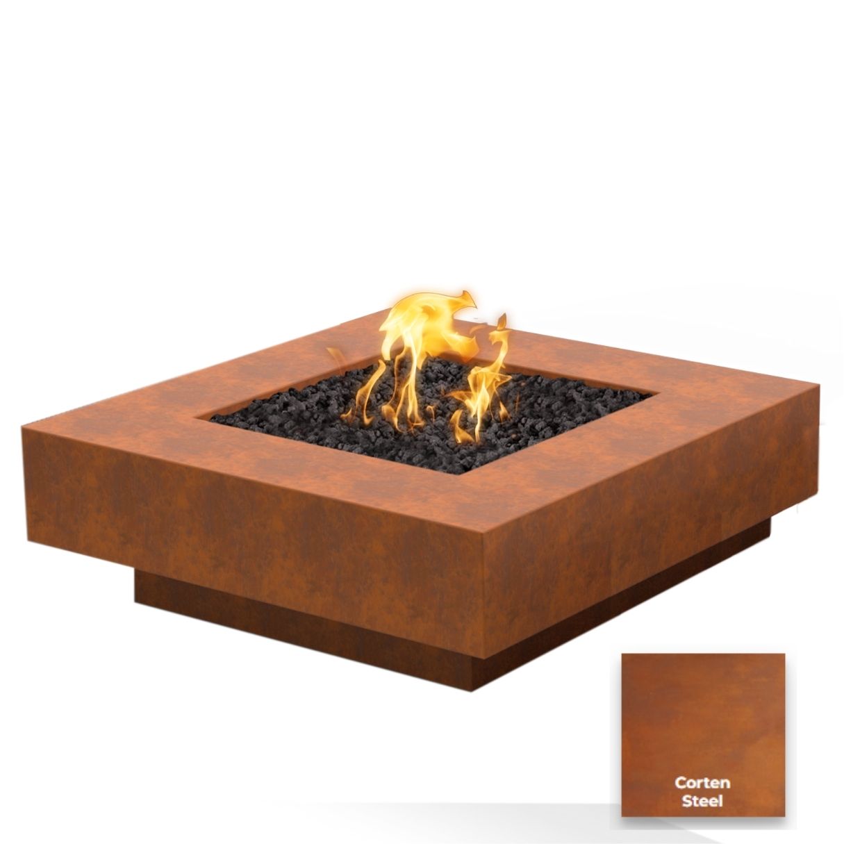 The Outdoor Plus Cabo Square Metal Fire Pit + Free Cover | Outdoor Heat Direct