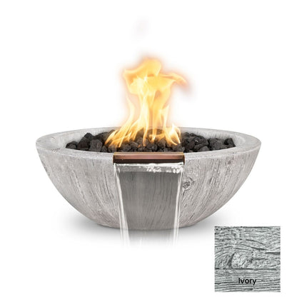 The Outdoor Plus Sedona Wood Grain Concrete Fire & Water Bowl + Free Cover | Outdoor Heat Direct