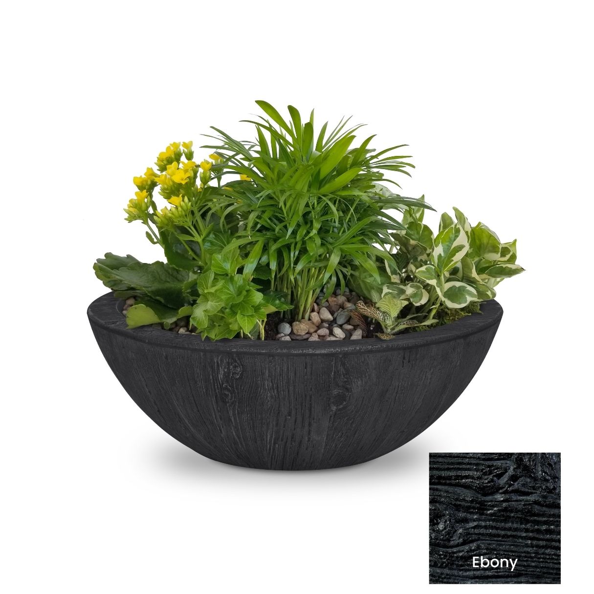 The Outdoor Plus Sedona Wood Grain Concrete Planter Bowl