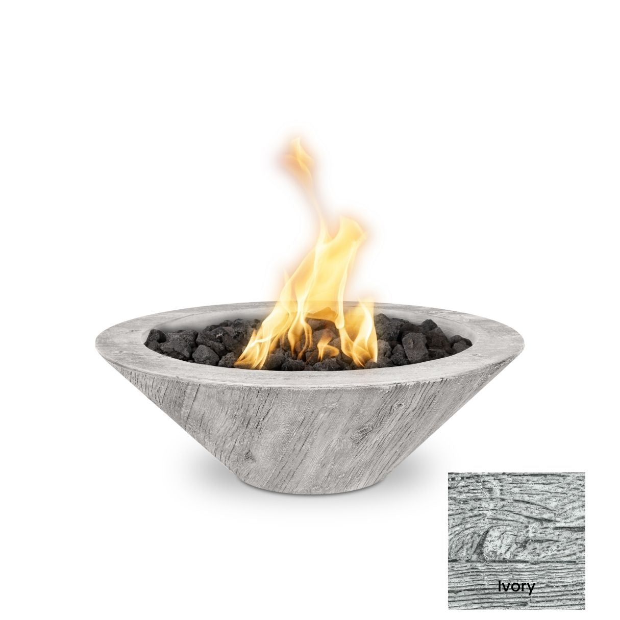 The Outdoor Plus Cazo Wood Grain Concrete Fire Bowl + Free Cover