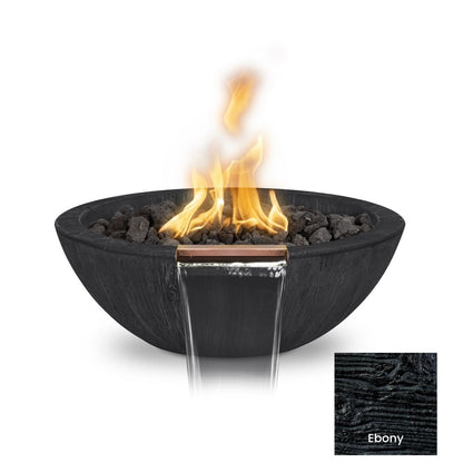 The Outdoor Plus Sedona Wood Grain Concrete Fire & Water Bowl + Free Cover