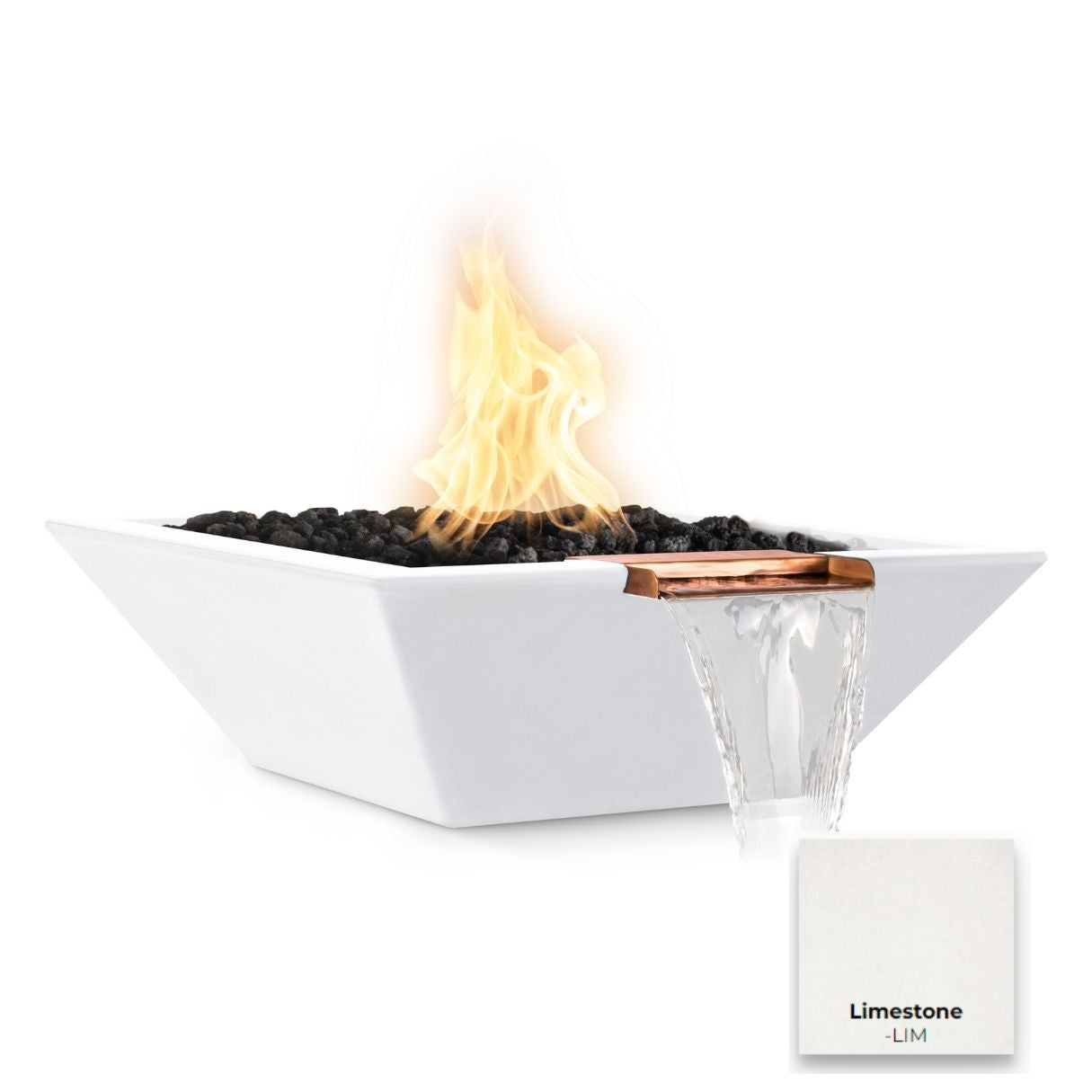 The Outdoor Plus Maya Concrete Fire & Water Bowl - Wide Spill + Free Cover | Outdoor Heat Direct