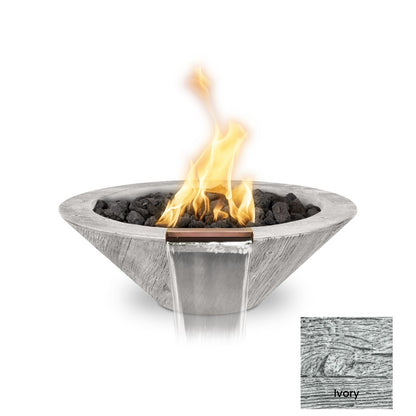 The Outdoor Plus Cazo Wood Grain Concrete Fire & Water Bowl + Free Cover