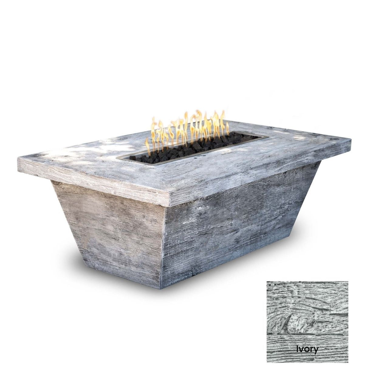 The Outdoor Plus Carson Wood Grain Concrete Fire Pit + Free Cover | Outdoor Heat Direct