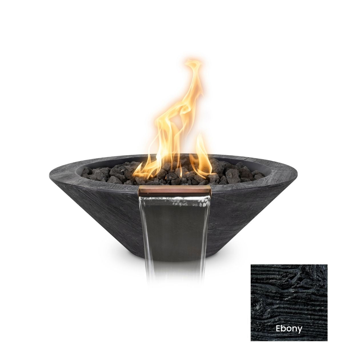 The Outdoor Plus Cazo Wood Grain Concrete Fire & Water Bowl + Free Cover