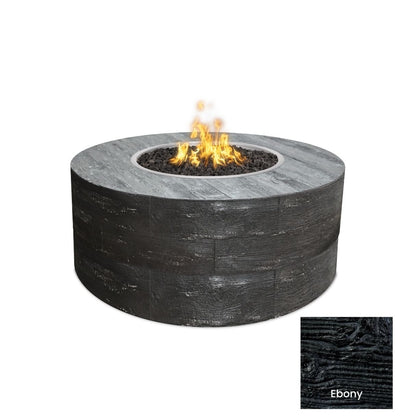 The Outdoor Plus Sequoia Wood Grain Concrete Fire Pit + Free Cover