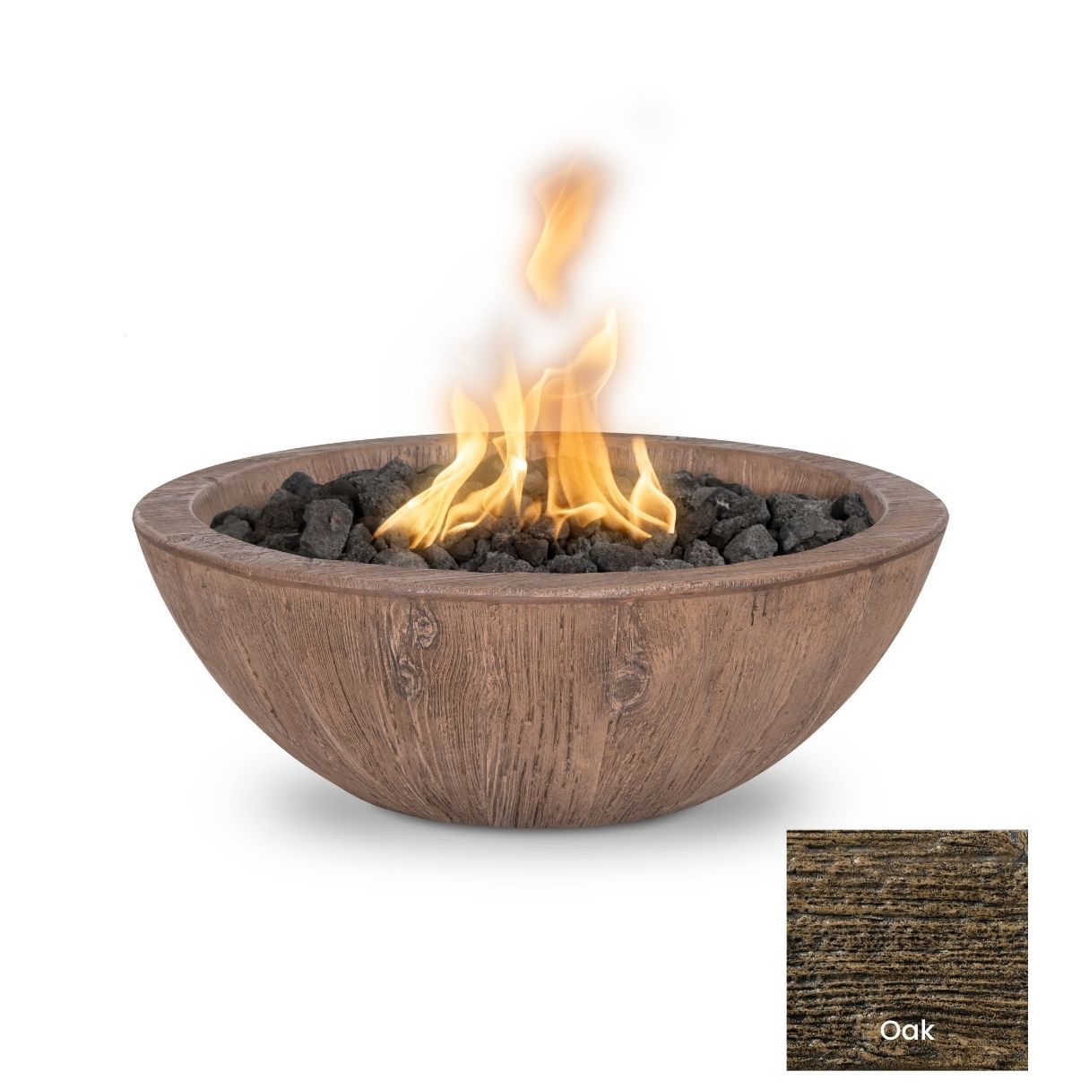 The Outdoor Plus Sedona Wood Grain Concrete Fire Bowl + Free Cover