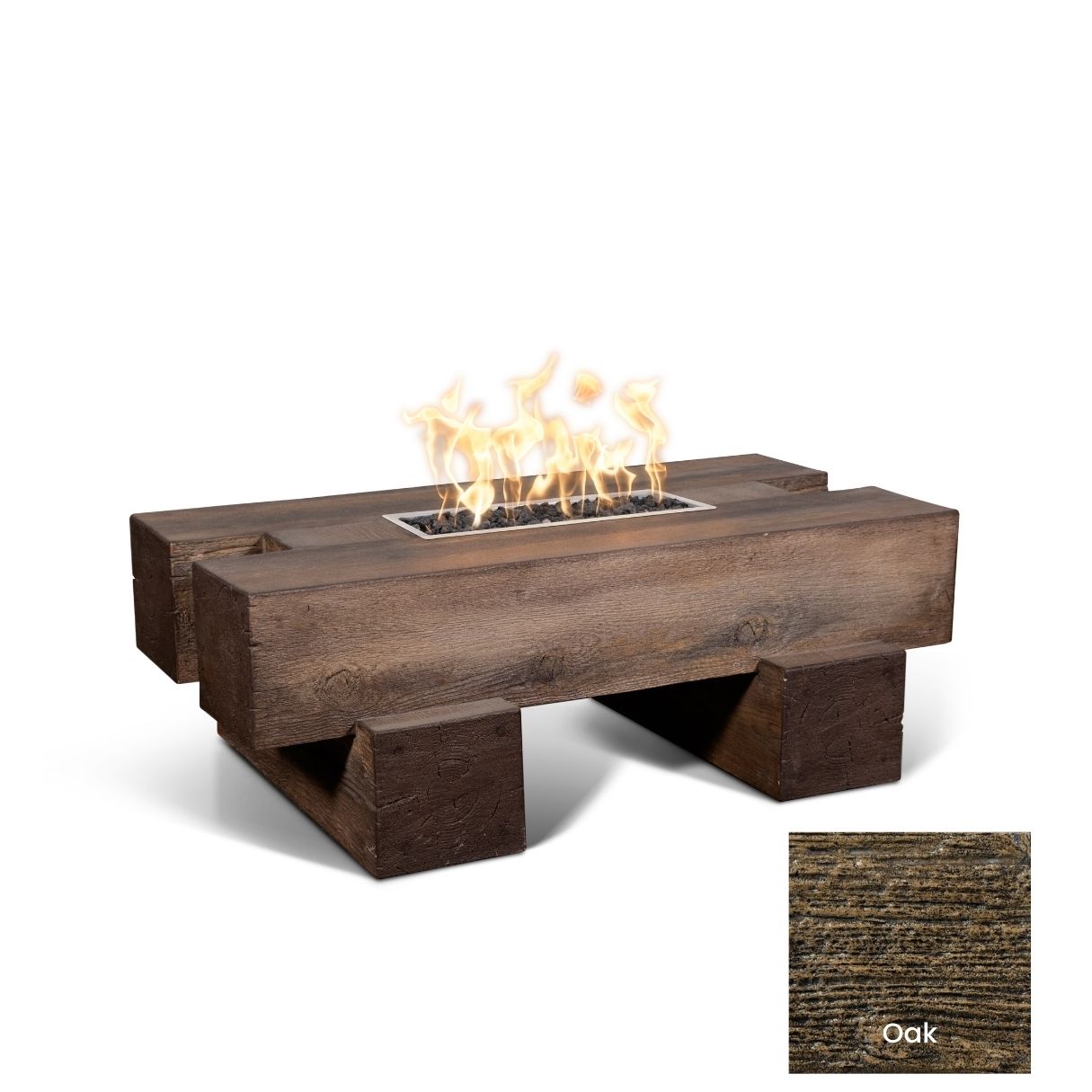 The Outdoor Plus Palo Wood Grain Concrete Fire Pit + Free Cover