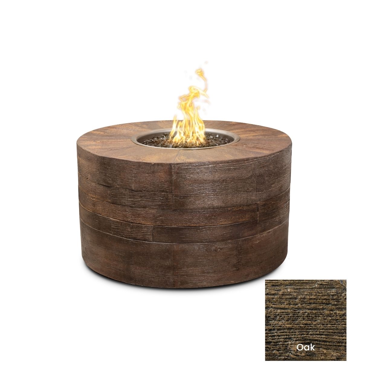 The Outdoor Plus Sequoia Wood Grain Concrete Fire Pit + Free Cover