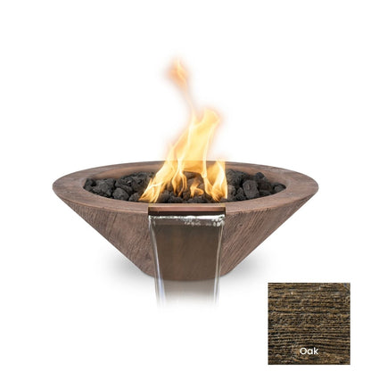 The Outdoor Plus Cazo Wood Grain Concrete Fire & Water Bowl + Free Cover | Outdoor Heat Direct