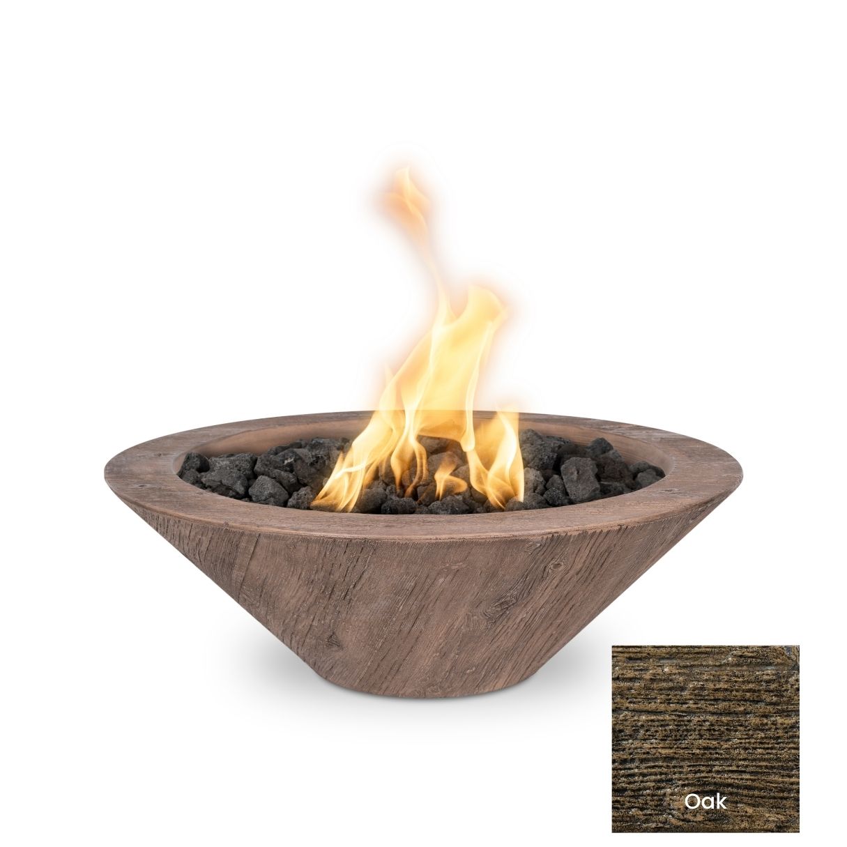 The Outdoor Plus Cazo Wood Grain Concrete Fire Bowl + Free Cover