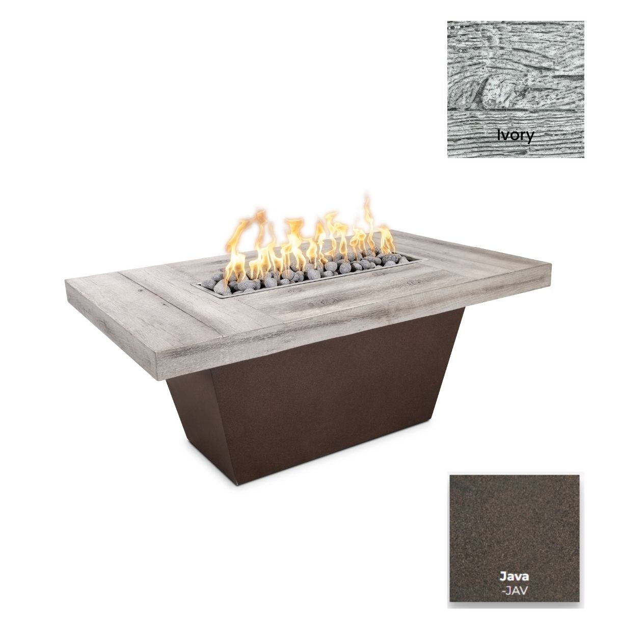 The Outdoor Plus Tacoma Wood Grain Concrete and Steel Fire Table + Free Cover