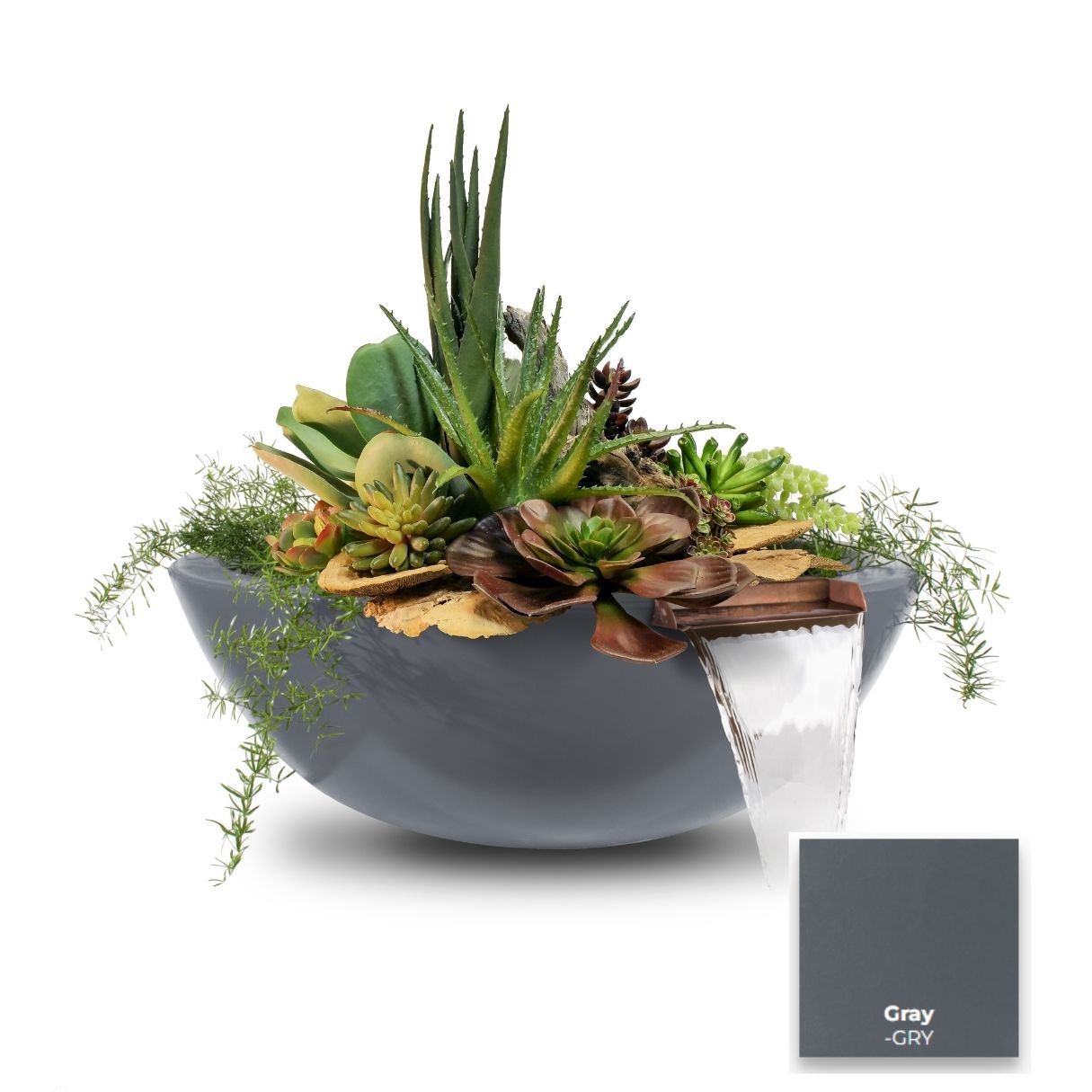 The Outdoor Plus Sedona Wood Grain Planter & Water Bowl in Concrete - Thumbnail 2