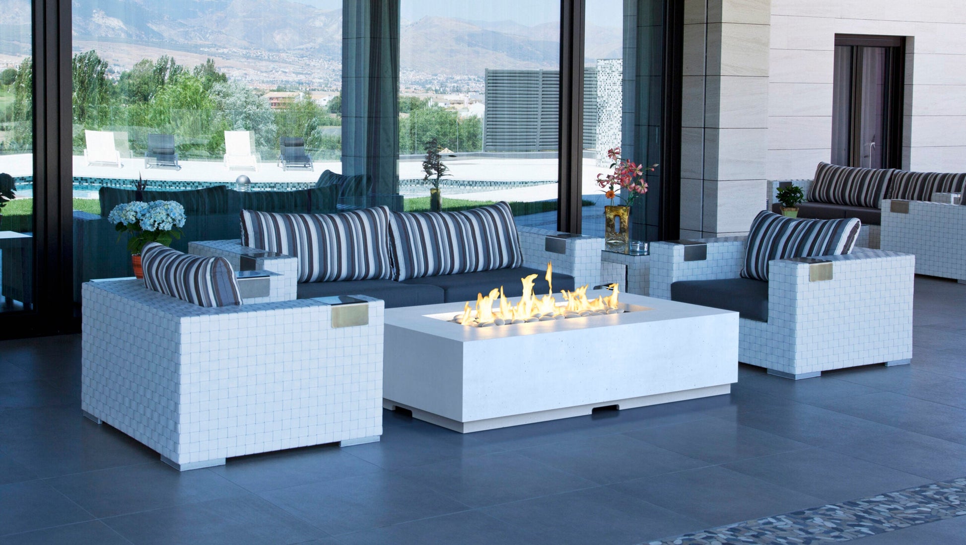 American Fyre Designs Legend Firetable | GFRC Concrete Chat-Height Fire Table - Outdoor Heat Direct
