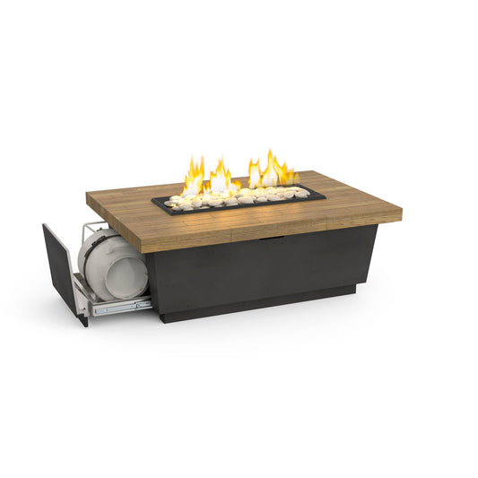 American Fyre Designs Reclaimed Wood Contempo LP Select Firetable - French Barrel Oak