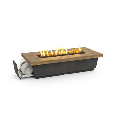 American Fyre Designs Reclaimed Wood Contempo LP Select Long Firetable - French Barrel Oak
