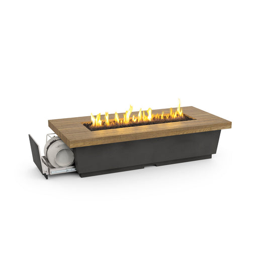 American Fyre Designs Reclaimed Wood Contempo LP Select Long Firetable - French Barrel Oak