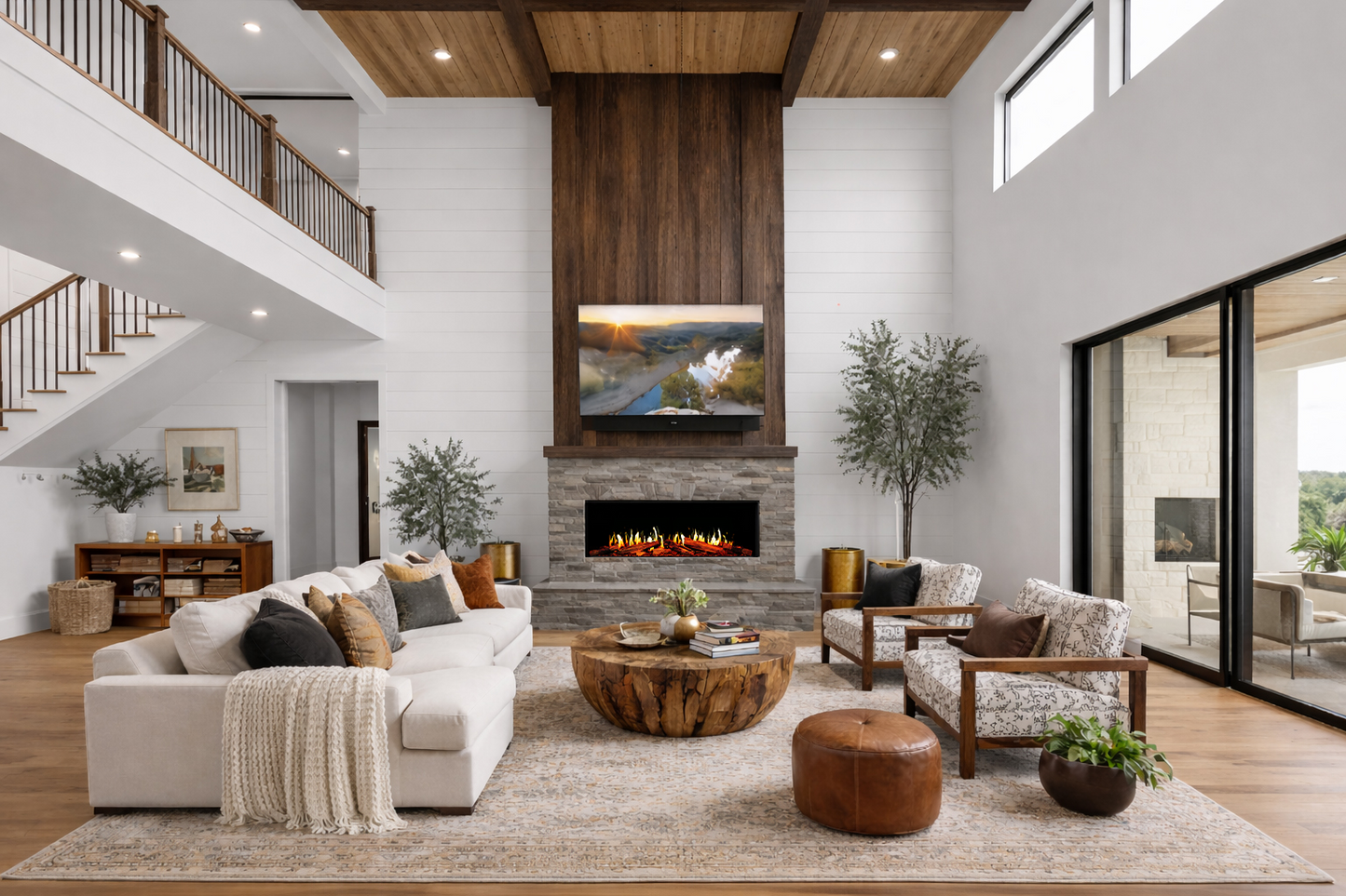 Modern Flames Orion V2 52" Multi Linear LCD Electric Fireplace - Outdoor Heat Direct