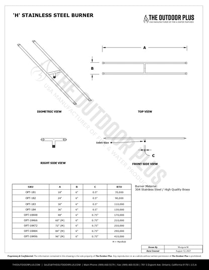 "H" Burner by The Outdoor Plus | Outdoor Heat Direct