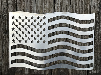 American Flag Accent by Fire Pit Art, cut from 1/8 inch aluminum | Outdoor Heat Direct