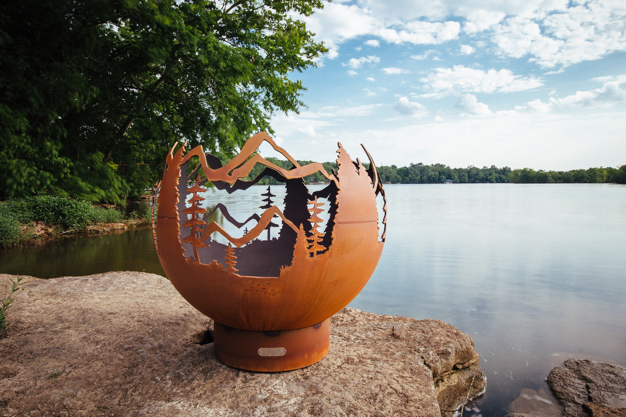 Mountain Vista Fire Pit - Fire Pit Art hand-crafted carbon steel fire pit