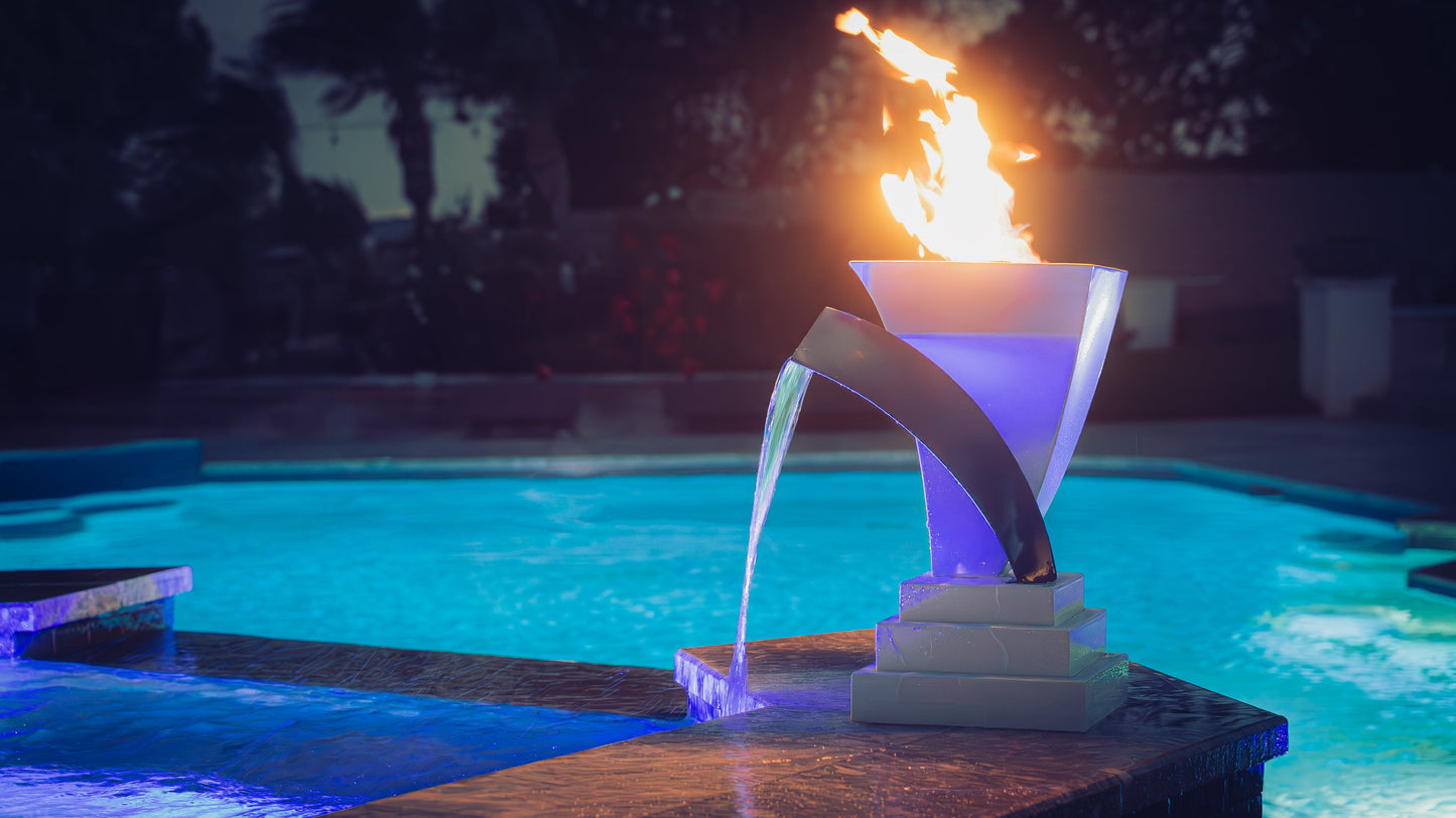 Designer Series Fire Feature 12 - Scupper High Quality Powder Coat Finish by The Outdoor Plus | Outdoor Heat Direct